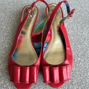 Anne Klein I flex Coral Loop Toe Slingback Wedge Sandals
